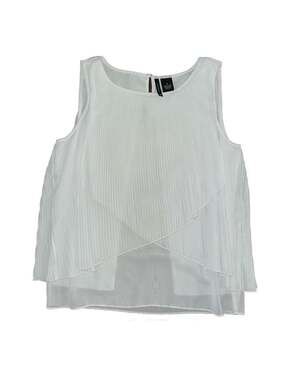 New Directions Women's Sleeveless White Pleated Layered Tank Top